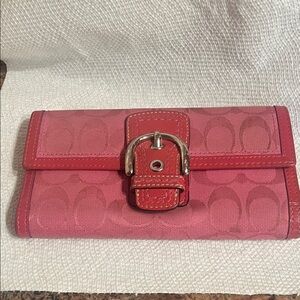 Coach Red Wallet with Signature Buckle
